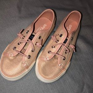 Sperry topsider Little girls size 10. Pink sparkly Very good condition.